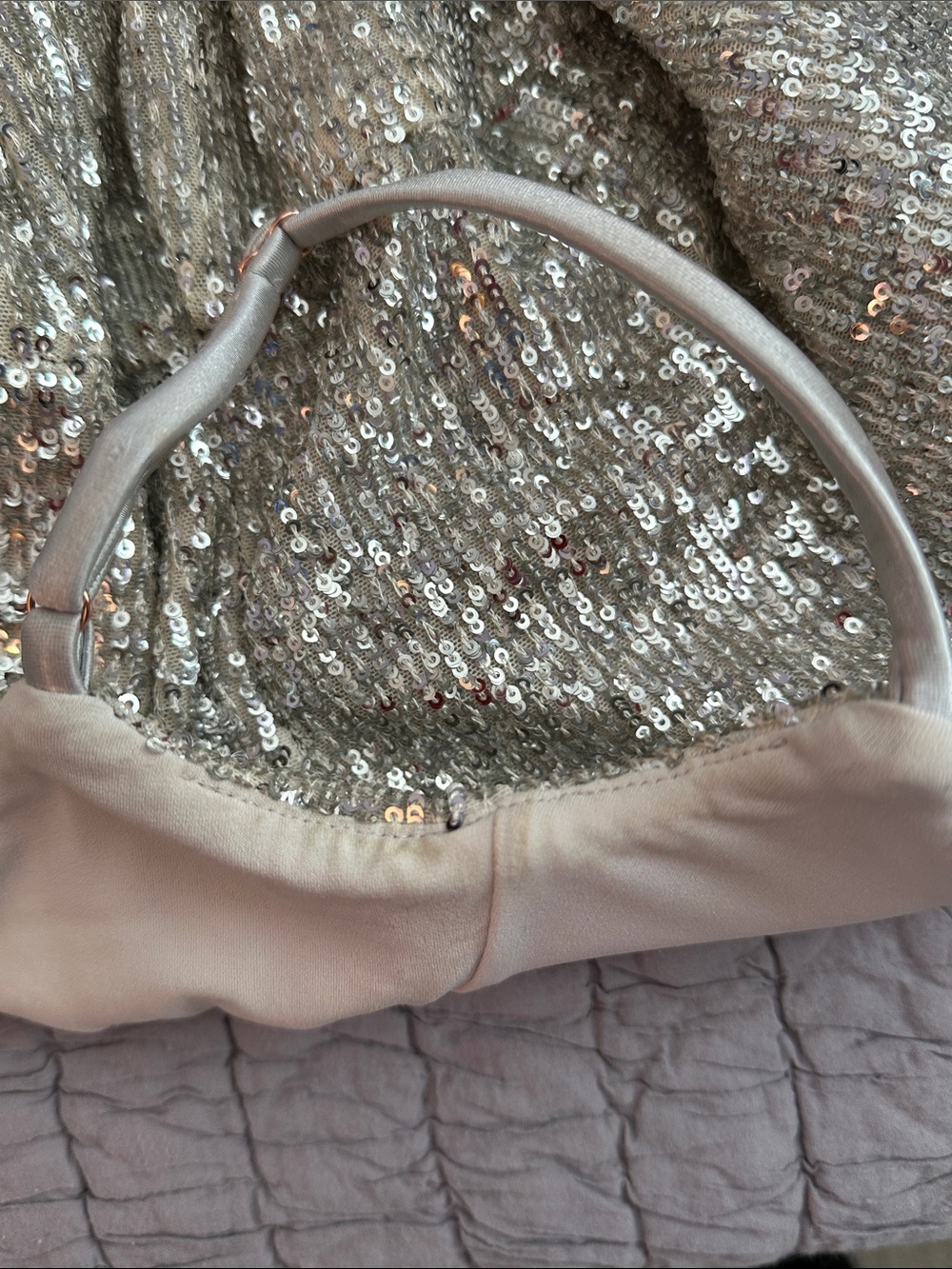 Nookie Lovers Nothings Sequin Spaghetti-Strap Evening Gown in Silver size small. - Picture 16 of 16